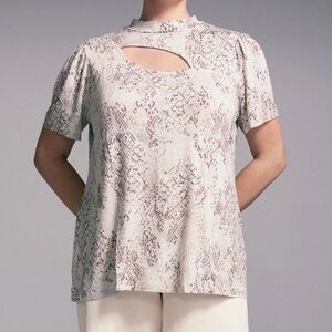 NWT East Adeline Evaline Cutout Top Light Gray/Brown Size 2X